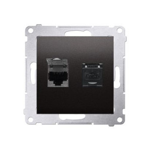 SIMON 54 Gniazdo komputerowe podwójne RJ45 kategoria 6 z przesłoną przeciwkurzową, moduł, antracyt; D62.01/48 KONTAKT-SIMON