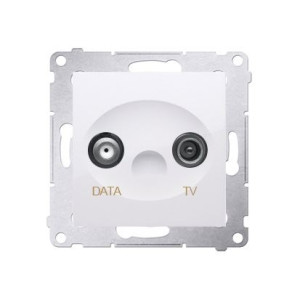 SIMON54 Gniazdo TV-DATA. Dwa porty wyjśiowe typu "F" (moduł). Częstotliwość dla wejścia 5-1000 MHz; białe