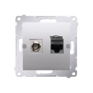 SIMON54 Gniazdo antenowe typu "F" + RJ45 kat.6 (moduł); srebrny mat