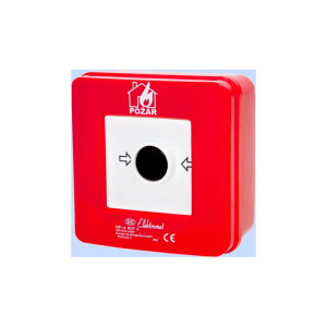 Ręczny ostrzegacz przeciwpożarowy ze szkłem ochronnym, 2 tory prądowe 12A NC-NO, natynkowy 115x115x66mm IP65 czerwony, WP-1s ROP A; 921400, ELEKTROMET