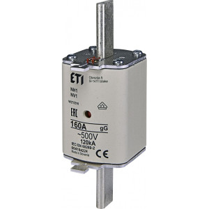 Wkładka bezpiecznikowa przemysłowa zwłoczna KOMBI, NH1 gG 160A/500V (WT-1/gG 160A); 004184224, ETI