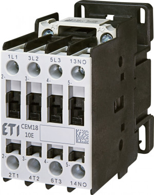 SStycznik mocy 18A 3P 7,5kW AC-3 400V, cewka 48VAC, styk pomocniczy 1NO (1Z 0R), CEM18.10-48V-50/60Hz; 004644121 ETI