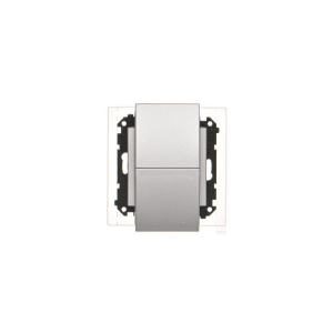 SIMON55 Gniazdo wtyczkowe podwójne do wersji IP44 z uszczelką (moduł) 16 A, 250 V~, szybkozłącza. Klapka w kolorze pokrywy; Aluminium mat