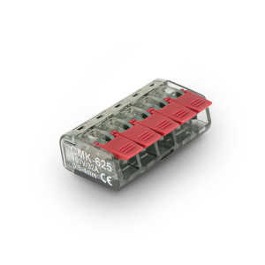 Złączka, szybkozłączka CMK-625 5x0,5-4mm2 450V/32A z dźwigniami zwalniającymi; transparentna
