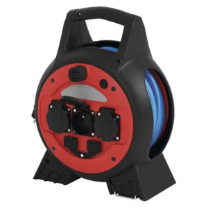 Przedłużacz zwijany mrozoodporny 20 m / 3 gniazda / niebieski / PVC / 230 V / 1,5 mm2