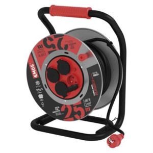 Przedłużacz bębnowy ogrodowy 25 m / 4 gn / czarny / guma-neopren / 230V / 1,5 mm2