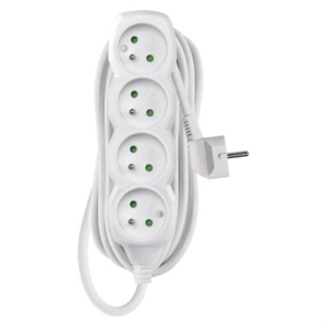 Przedłużacz 5 m / 4 gniazda / biały / PVC / 1,5 mm2