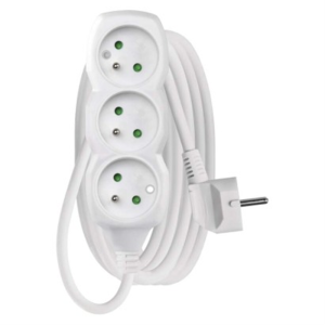 Przedłużacz 3 m / 3 gniazda / biały / PVC / 1,5 mm2