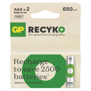 Akumulatorek ReCyko 650 AAA (HR03) 2PP /*MPP, 2szt; B25162, GP BATTERIES