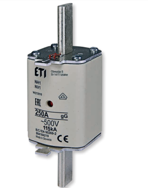 Wkładka topikowa przemysłowa zwłoczna KOMBI, pokrywy stalowe, NH1/WT-1 gG 80A/500V G; 004113424, ETI POLAM