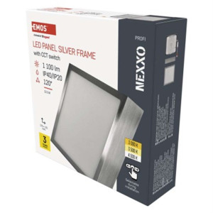 Panel LED natynkowy NEXXO, kwadrat, srebrny, 12,5W, CCT