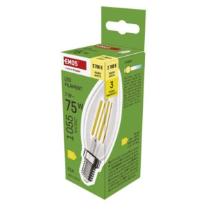 Żarówka LED Filament świeczka / E14 / 7 W (75 W) / 1055 lm / Ciepła biel