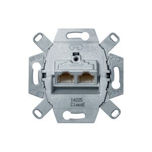 one.platform Mechanizm gniazda komputerowego UAE 2-krotne RJ45 ekranowane kat.6a; Linia projektowa Berker: B.Kwadrat, K.1. K.5, B.3, B.7, Q.1, Q.3, Q.7, R.1, R.3; 455501 Hager