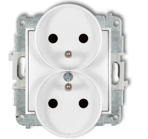 ICON Gniazdo podwójne z uziemieniem z przesłonami torów 16A 250V IP20, moduł, biały mat; 25IGPR-2ZP KARLIK