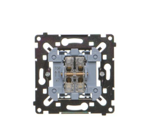 SIMON 55 Łącznik krzyżowy mechanizm 10A 250V, szybkozłącza, czarna rama montażowa; SW7MR