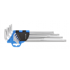 Klucze tamper torx CrV, extra długie 9 szt.