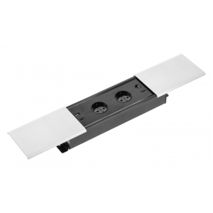 Przedłużacz biurkowy wpuszczany PRESTINO, 2x gniazdo schuko, USB A+C, RJ45, HDMI, kabel 1.5m, biały