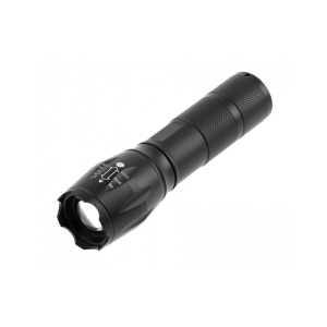 Latarka kieszonkowa SOS zoom na baterie 3xAAA 1,5V, 5W, 300lm, 6400K, 200m, IP44, czarny