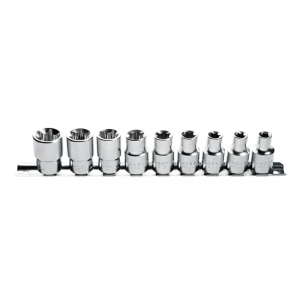 Zestaw nasadek Torx 9 szt., 1/2" rozm. E10-E24, CrV