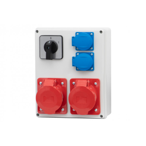 Rozdzielnica R-240 - gniazda 16A 5p, 32A 5p, 2x230V, rozłącznik 0/1(32A) IP44, zestaw zasilający; F3.0091, F-ELEKTRO