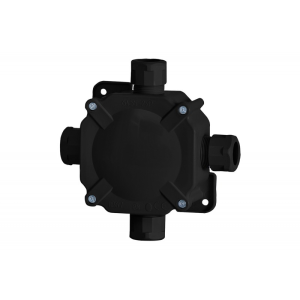 Puszka natynkowa hermetyczna F11 z zaciskiem 5x4mm2 IP67, 4 x dławik PG16, czarna; F1.0173, F-ELEKTRO