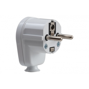 Wtyczka Kątowa Uni-schuko z Uziemieniem 16A 230V Biała – Solidna F6.0038 F-Elektro