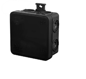Puszka hermetyczna natynkowa E7, wymiary: 75x75x39mm, pusta IP55 bezhalogenowa, czarna; 0296-02 ELEKTRO-PLAST NASIELSK