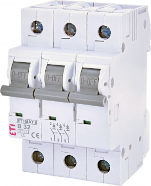 Wyłącznik nadprądowy 3P B 32A 6kA AC, ETIMAT 6 3p B32; 002115519, ETI POLAM