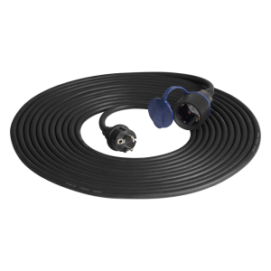 Przedłużacz warsztatowy bryzgoszczelny IP44, 1x2P+Z 10m,kabel gumowy olejoodporny H07RN-F 3x1,5mm2, 230VAC/16A, schuko