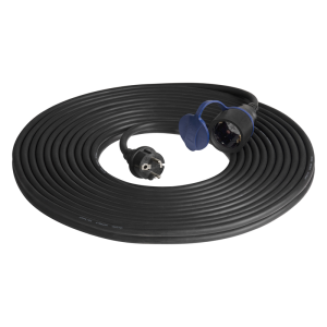 Przedłużacz warsztatowy bryzgoszczelny IP44, 1x2P+Z 20m,kabel gumowy olejoodporny H07RN-F 3x1,5mm2, 230VAC/16A, schuko