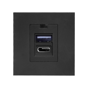 NOEN USB x 2 - typ A + C, podwójny port modułowy 45x45mm z ładowarką USB, 2,1A 5V DC, czarny