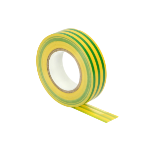 Zestaw 10 taśm izolacyjnych 19mm, żółto/zielona, uniepalniona, grubość 0,13mm, długość 20m