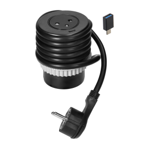 Gniazdo wpuszczane w blat 2P+Z z systemem EasyEject, USB 3.0, 1,5m + przejściówka do USB