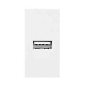 NOEN USB, port modułowy 22,5x45mm z ładowarką USB, 2,1A 5V DC, biały