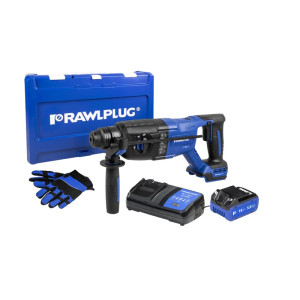 Młotowiertarka SDS plus akumulatorowa 18V 26mm komplet z 2 akumulatorami 5,0Ah i ładowarką 6,5A, walizka RAWLCASE; R-PRH18-26-XL2; RAWLPLUG