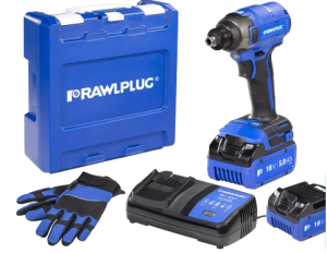 Zakrętarka udarowa akumulatorowa 18V 210Nm komplet z 2 akumulatorami 5,0Ah i szybką ładowarką 6,5A, walizka RawlCASE; R-PID18-XL2 RAWLPLUG