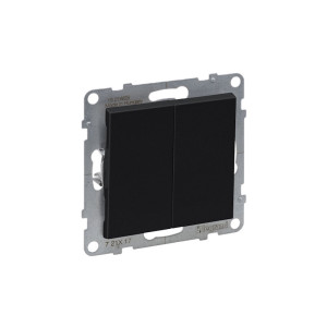 SUNO Przycisk podwójny 6A 250V moduł, szybkozłączki, czarny; 721417 LEGRAND
