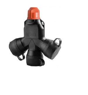 Rozgałęźnik potrójny z dławikiem 16A 250V IP54 kołnierze gumowe, czarny, RED RO1; XF188G, ELEKTRO-PLAST NASIELSK