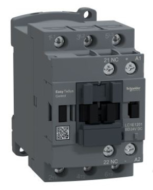 Stycznik mocy Easy TeSys 3P 12A AC-3 5,5kW, cewka: 24VDC, styki pomocnicze: 1NC; LC1E1201BD, SCHNEIDER ELECTRIC