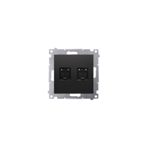 SIMON 54 Gniazdo komputerowe podwójne RJ45 kategoria 6 z przesłoną przeciwkurzową, moduł, czarny; D62.01/49 KONTAKT-SIMON