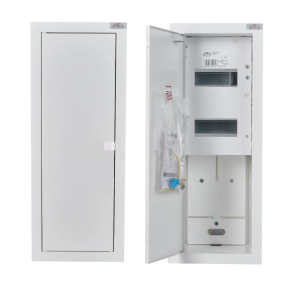 Szafka licznikowa podtynkowa metalowa, 1 licznik 1-fazowy elektroniczny + 12 modułów 2x6M, IP31 180x540x120mm, zatrzask, kolor: RAL 9003; RL 1F 12E; 2-061E, SABAJ