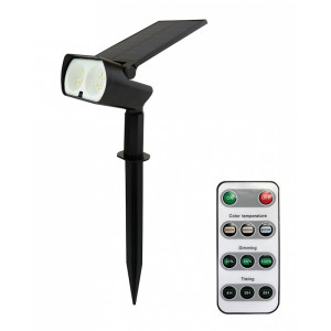 Lampa solarna z pilotem OCULUS SOLARIS CCT IP65 290x188x95mm czarna wbijana/z podstawką + pilot SPECTRUM