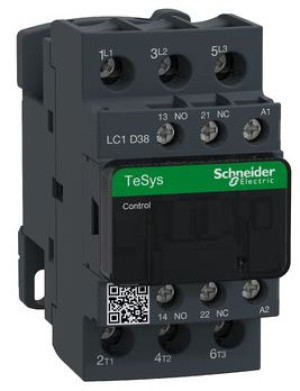 Stycznik mocy TeSys D 3P 38A 18,5kW AC-3 400V, cewka 230VAC 50/60Hz, styki pomocnicze 1NO 1NC (1Z 1R), zaciski śrubowe; LC1D38P7, SCHNEIDER ELECTRIC
