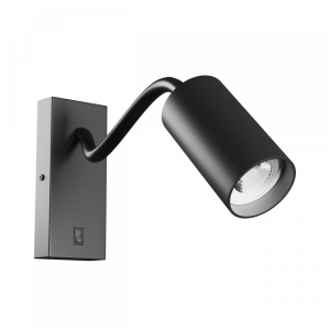 Squalla Variosa Flexi Switch GU10 Kinkiet 230V IP20 55x100x410mm Czarny OkrĄgŁa