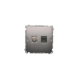 BASIC Gniazdo antenowe typu "F" + RJ45 kat.6 (moduł); stal inox