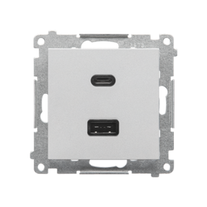 SIMON55 Ładowarka USB C+A (moduł), 30W, 230V; aluminium mat