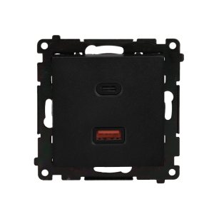SIMON 55 Ładowarka USB C+A 30W 230V, moduł, czarny mat; TEC2CAQ.01/149