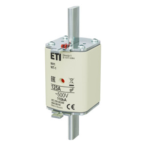 Wkładka topikowa przemysłowa szybka KOMBI, NH1/WT-1 gF 125A/500V; 004139118, ETI POLAM