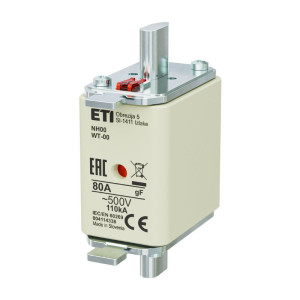 Wkładka topikowa przemysłowa szybka KOMBI, NH00/WT-00 gF 80/500V; 004114338, ETI POLAM