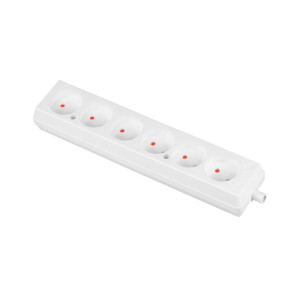 Gniazdo przenośne b/u 6x2P 16A białe, GN-660; T-10481, PLASTROL